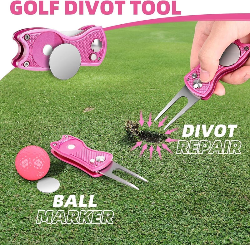 Wynaura 15PCS Golf Accessories Kit - Include Golf Club Cleaner Brush with Groove Cleaner Tool, Golf Ball Bag, Divot Tool with Magnetic Ball Marker, Towel, Golf Tees, Golf Gift for Men/Women - Image 5